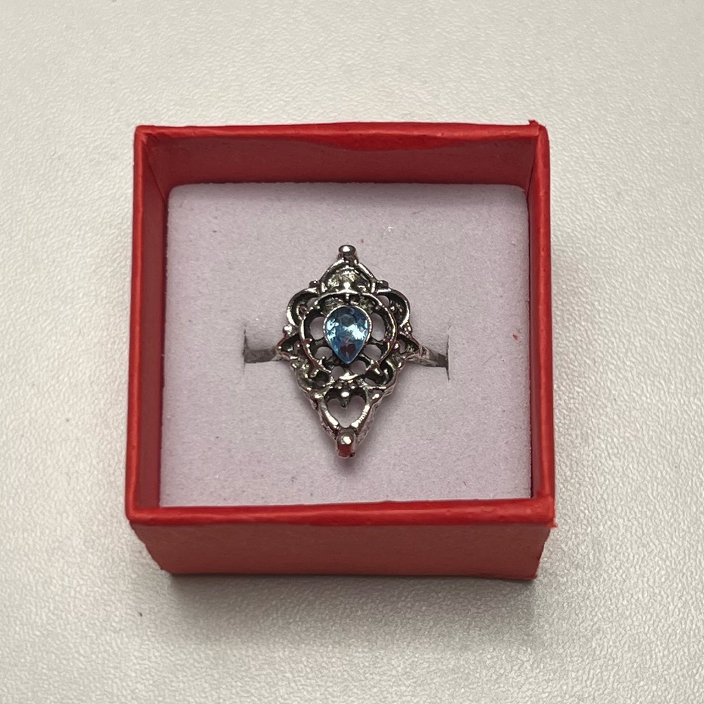 $1 Silver Ring with Blue Gemstone